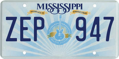 MS license plate ZEP947