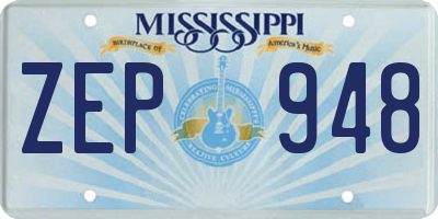 MS license plate ZEP948