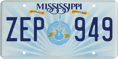 MS license plate ZEP949
