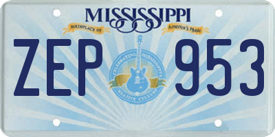 MS license plate ZEP953