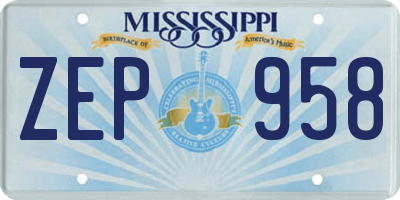 MS license plate ZEP958