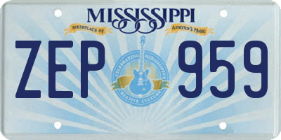 MS license plate ZEP959