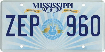 MS license plate ZEP960