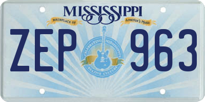 MS license plate ZEP963
