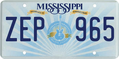 MS license plate ZEP965
