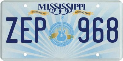 MS license plate ZEP968