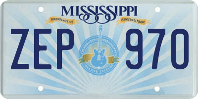 MS license plate ZEP970