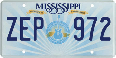 MS license plate ZEP972