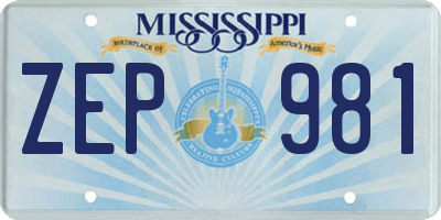 MS license plate ZEP981