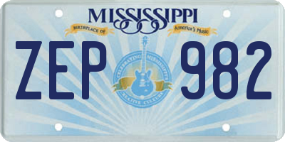 MS license plate ZEP982