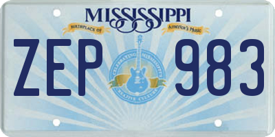 MS license plate ZEP983
