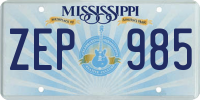 MS license plate ZEP985