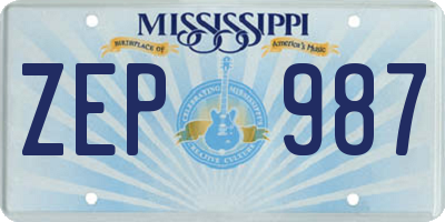 MS license plate ZEP987