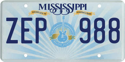 MS license plate ZEP988