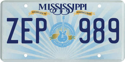 MS license plate ZEP989