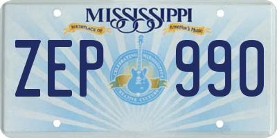 MS license plate ZEP990