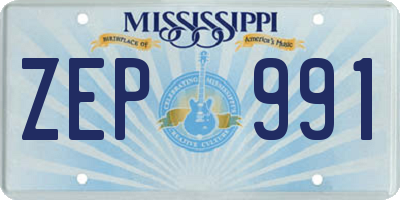 MS license plate ZEP991