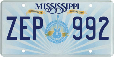 MS license plate ZEP992