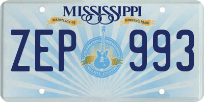 MS license plate ZEP993