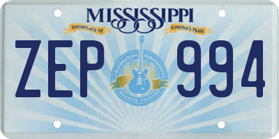 MS license plate ZEP994
