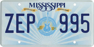 MS license plate ZEP995