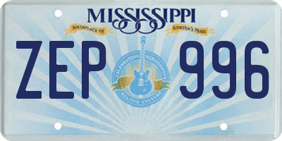 MS license plate ZEP996