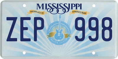 MS license plate ZEP998