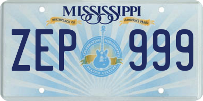 MS license plate ZEP999