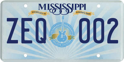 MS license plate ZEQ002