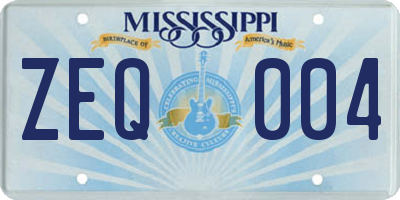 MS license plate ZEQ004