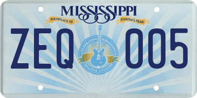 MS license plate ZEQ005
