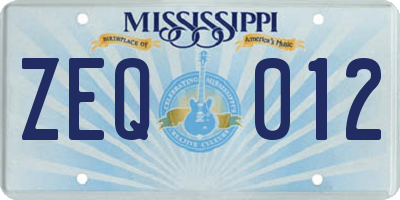 MS license plate ZEQ012