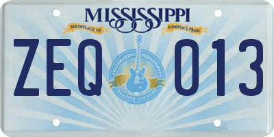MS license plate ZEQ013