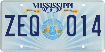 MS license plate ZEQ014