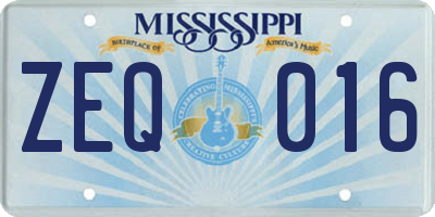 MS license plate ZEQ016