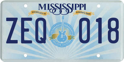 MS license plate ZEQ018