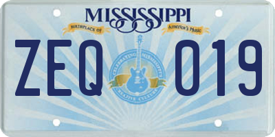 MS license plate ZEQ019