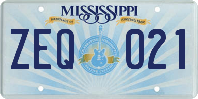 MS license plate ZEQ021