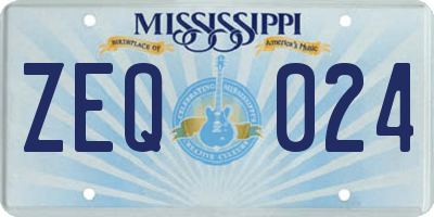 MS license plate ZEQ024