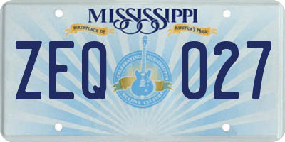 MS license plate ZEQ027