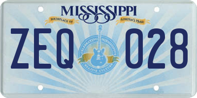 MS license plate ZEQ028