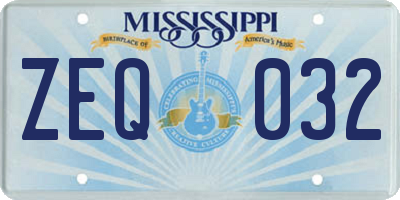 MS license plate ZEQ032