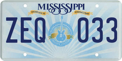 MS license plate ZEQ033