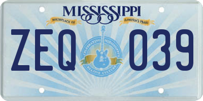 MS license plate ZEQ039
