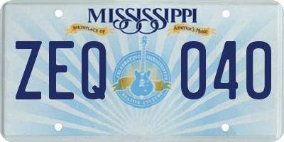 MS license plate ZEQ040
