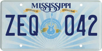 MS license plate ZEQ042
