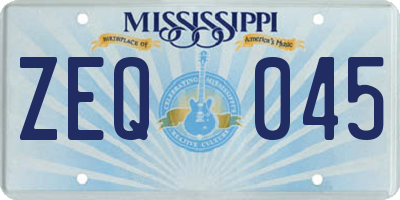 MS license plate ZEQ045