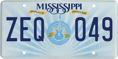 MS license plate ZEQ049