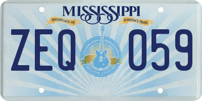 MS license plate ZEQ059
