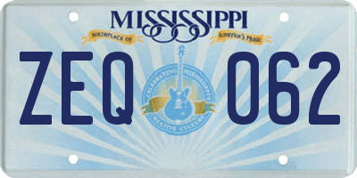 MS license plate ZEQ062